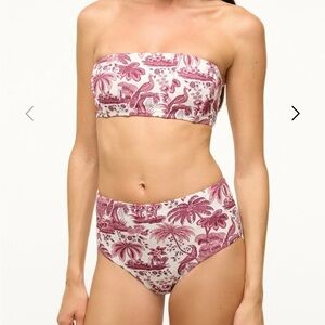 Staud Floral Toile Print Bandeau Bikini Top